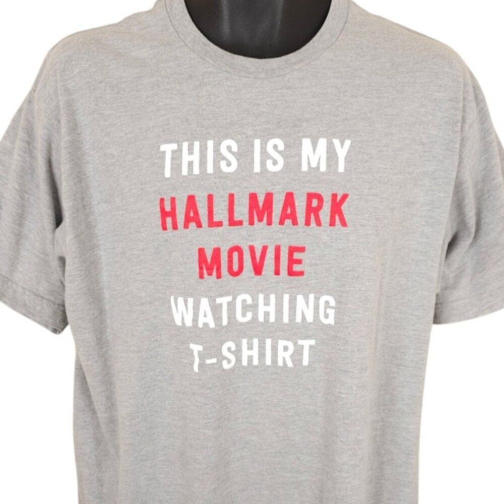 Hallmark Movie T Shirt Mens Size XL Gray Movie Watching Tee